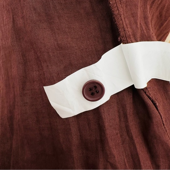 Zara Brown ramie passementerie boho Sleeveless buttoned back Blouse top - Picture 14 of 15